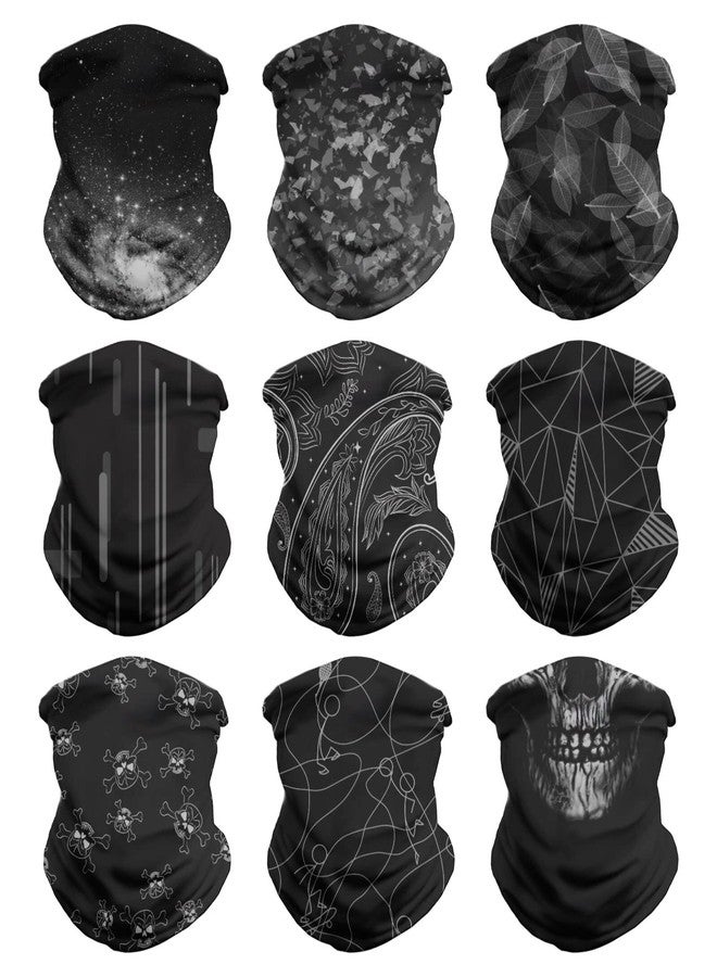 VCZUIUC Headwear Bandana Head Wrap Face Scarf Mask Neck Warmer Balaclava for Sports (One Size, 9PCS Black-2) - Image 1